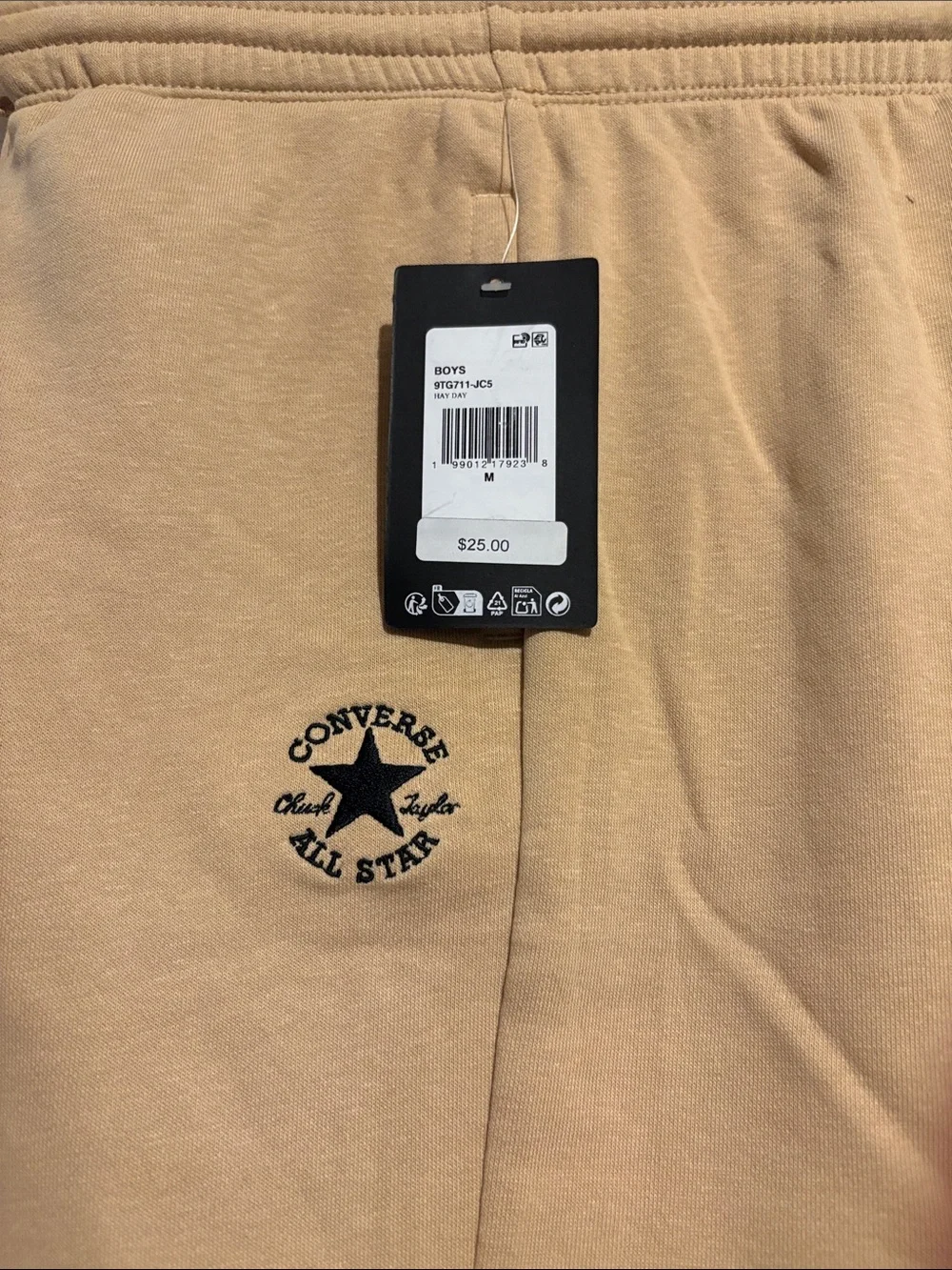 Converse Kids Tan Joggers with Black Star Logo Size M